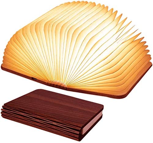 Wooden Book Lamp, Novel Folding Book Lamp Night Light, White Light Yellow Light Warm Yellow Light Color Change with USB, 360° Folding Lamp Suitable for Home and Office