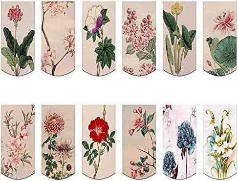 12PCS Magnetic Bookmarks – Magnet Page Markers Page Clips Assorted Book Markers Set with Exquisite Pattern, Bookmarks for Women, Students, and Book Lovers(Floral Style)