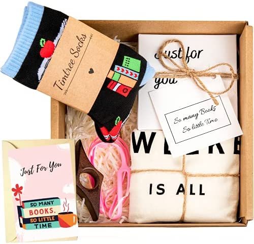 Book Lovers Gifts Box – The Perfect Gifts for Book Lovers -Contains 5 Curated Reading Gifts in a Beautifully Packed Box – Includes a Tote Bag Comfy Socks Book Mark and More – Ideal Gifts for Readers