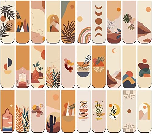 45 Pieces Magnetic Bookmarks Abstract Boho Magnet Book Markers Assorted Sun Page Markers Clip with Landscape for Students Teachers Reading Book Lovers School Home Office Supplies