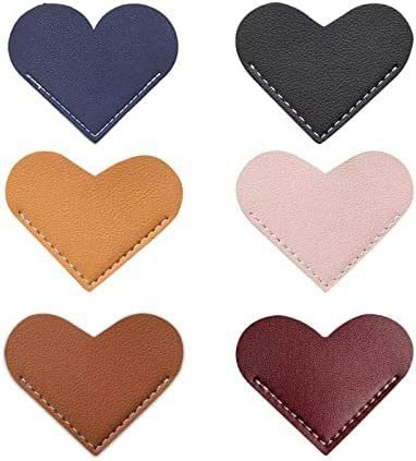 6 Pieces Heart Leather Bookmarks Cute Bookmarks Heart Page Corner Handmade Book Marks Leather Reading Accessories for Women Kids, and Cute Handmade Book Reading Gift for Book Lovers