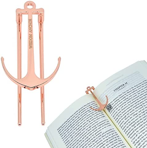Anchor Page Holder, Hands Free Reading Book Opener, Cool Unusual Useful Metal Portable Accessories, Appreciation Inspiration Gifts for Women Men Teachers Book Lovers Readers, Rose Gold