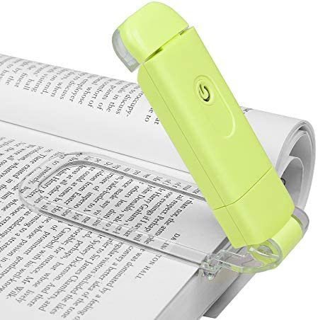 DEWENWILS Amber Book Reading Light, USB Rechargeable Book Light for Reading in Bed, Blue Light Blocking, Amber + Warm White, LED Clip On Book Lights for Kids, Bookworms, Green