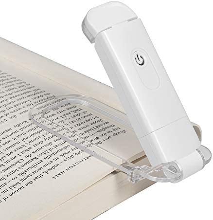 DEWENWILS USB Rechargeable Book Reading Light, 2 Brightness Levels, LED Clip on Book Light for Reading in Bed, Eye Care Book Lamp for Kids, Bookworms, White