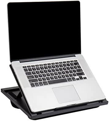 Mind Reader LTADJUST-BLK Adjustable Portable 8 Position Lap Top Desk with Built in Cushions, Black