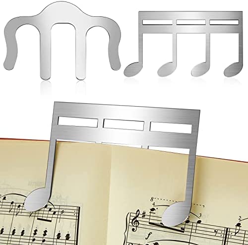 2 Pcs Metal Music Book Clip and Page Holder, Silver Book Clip for Reading, Piano Sheet Music Holders Sheet Music Holders for Piano, Keyboard, Stands, and Books
